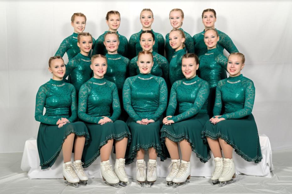 Chicas del Sol Riihimäen Jäätaiturit Luistelijat: Pihlaja Essi, Karjalainen Anni, Perttula Jenna, Peltonen Kiia, Varjonen Martta (C), Paajanen Fiina, Salonen Hanna-Mari (A), Liitola Viia, Räsänen