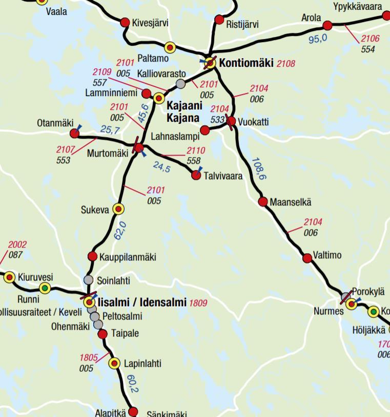 FCG SUUNNITTELU JA TEKNIIKKA OY Kaavaselostus 11 (43) Rautatiet Suunnittelualueen läpi kulkee Savon rata, joka Pohjois-Savon maakuntakaavassa on osoitettu nopealle junaliikenteelle kehitettävänä