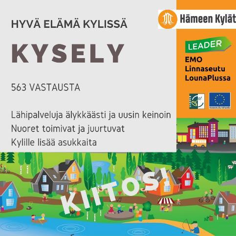 HYVÄ ELÄMÄ KYLISSÄ -kysely ja verkkopajat 2021 Yhteenveto 29.4.2021 EL Hämeen Kylät ry ja Kanta-Hämeen Leader-ryhmät toteuttivat helmikuussa 2021 Hyvää elämä kylissä nyt ja 10-vuoden päästä -kyselyn.