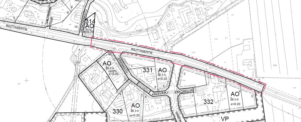 4 ASEMAKAAVAN KUVAUS 7 4.1 ASEMAKAAVARATKAISU 4.1.1 Kaavaluonnos Riuttasentie on osoitettu katualueeksi. Kuva 6. Kaavaluonnos 19.4.2021 4.