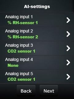 6 Analog input 1 %RH sensor1 Define the functionality and set the voltage for the analog inputs 1-6 on the MD motherboard.