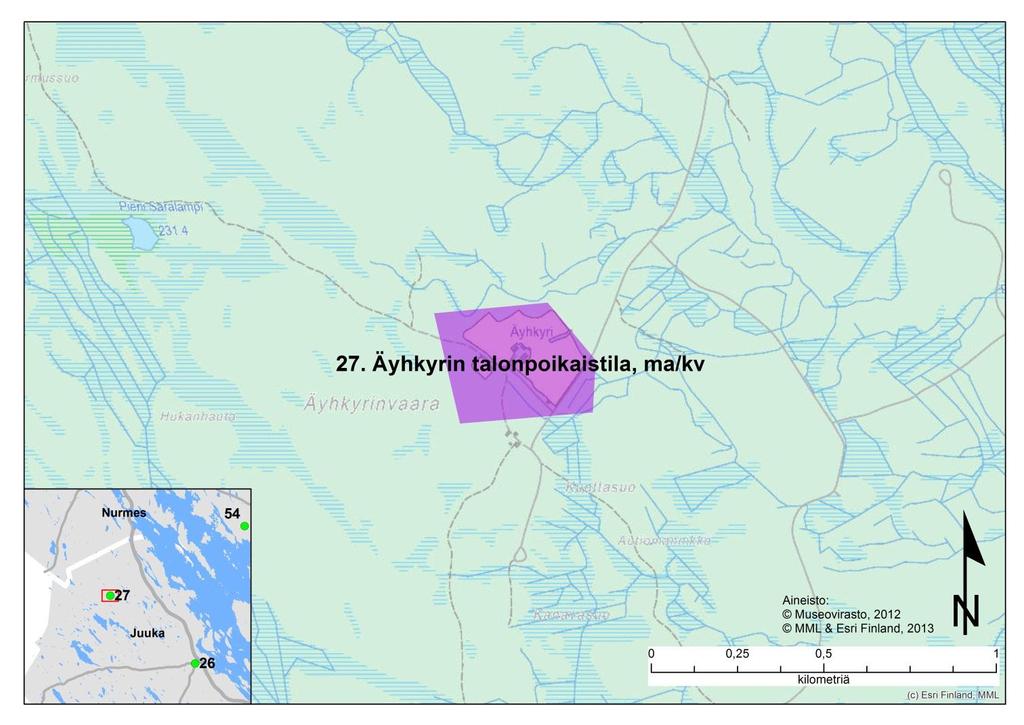 Äyhkyrin talonpoikaistila (ma/kv nro 27) KUVAUS: Äyhkyrin talonpoikaistalo on Pohjois-Karjalan vaara-asutusta ja sen jokainen rakennus on yksityiskohdissaan oiva esimerkki perinteisestä