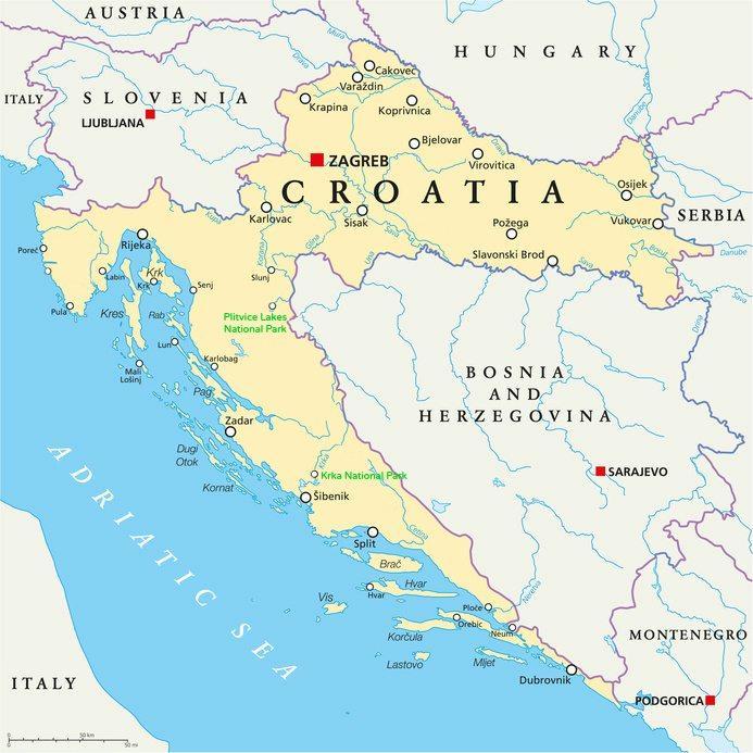 46 5. Katolinen kirkko ja Jugoslavia 5.1 Katolinen kirkko ja Kroatia Kuva 4: Nykyisen Kroatian alue, joka on pysynyt saman Kroatian itsenäistymisen jälkeen. Lähde: https://www.visit-croatia.co.