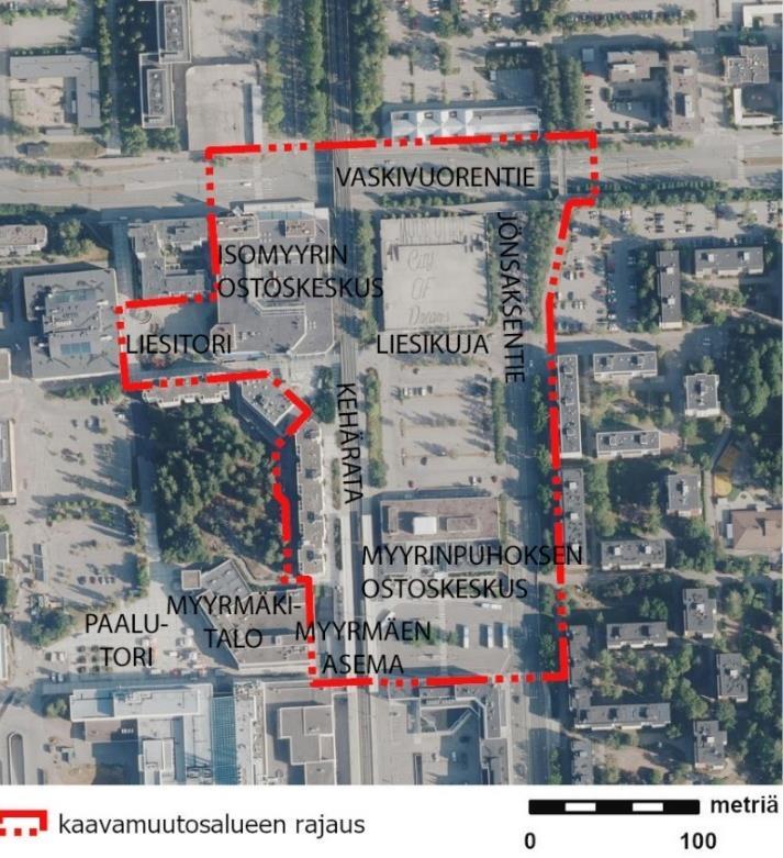 tonttia 1 (Liesikuja 1), osaa korttelista 15404 (tontti 7, Paalukylänpolku 3), rautatietä varten olevaa liikennealuetta (LR) sekä katu- ja torialuetta kaupunginosassa 15, Myyrmäki.