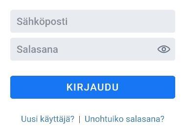 Olet nyt luonut itsellesi TILI-tunnukset ja voit kirjautua palveluun Napauta JATKA KIRJAUTUMISEEN -nappia Pääset uudelleen