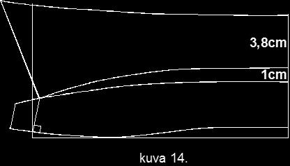 Muotoillaan kaulurin alareuna siten, että se alkaa KT-linjasta, 1 cm peruslinjan yläpuolelta, peruslinjan suuntaisena.