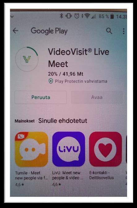 7(9) Videovastaanotolle liittyminen älypuhelimella/tabletilla 1.