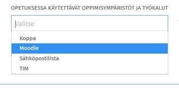 pudotusvalikosta Moodle.