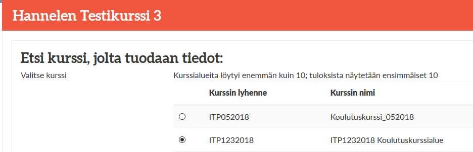 * Toisen kurssin aktiviteettien tai koko kurssialueen kopiointi 2(3) 3.