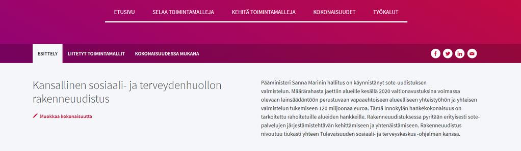 5(7) Vaihe 2: Loppuraportointi Innokylään. Hankkeiden tuotokset ja tulokset ovat julkisia, joten loppuraportti tehdään Innokylään.