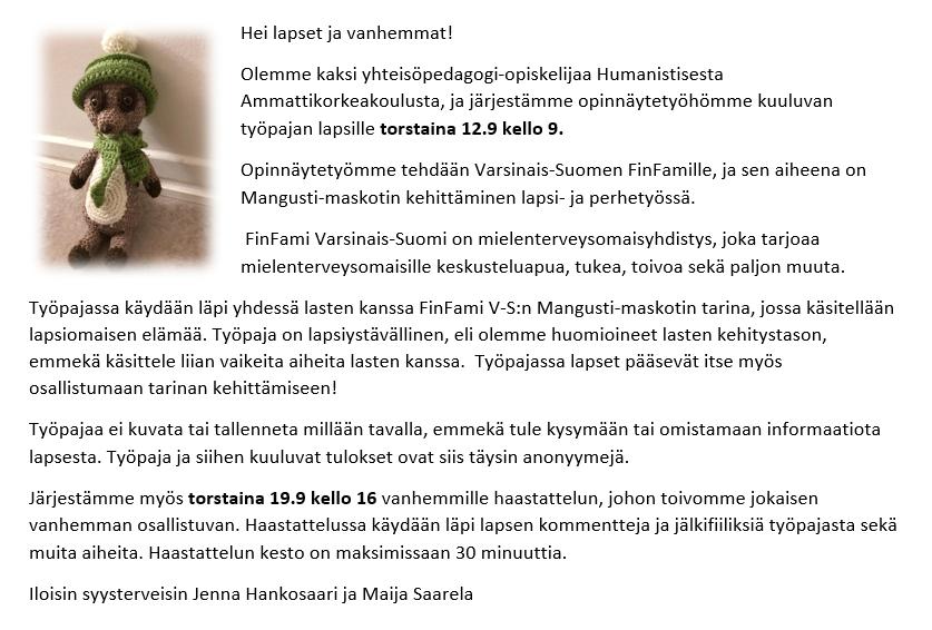Liite 3: Kirje