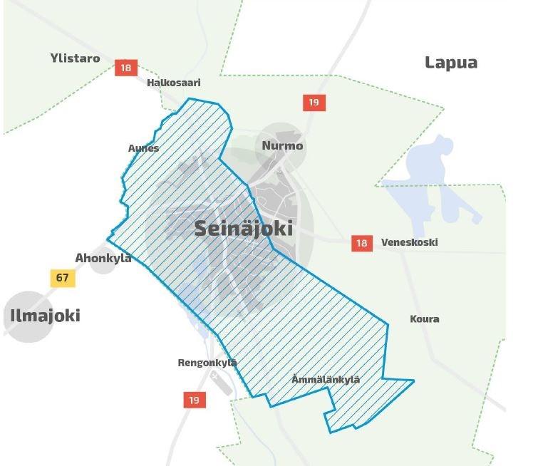 3 Kuva 1. Seiverkot Oy:n verkkoalue (Seiverkot 2020). Seiverkot Oy toimi vuoteen 2007 asti osana Seinäjoen Energia Oy:ta, minkä jälkeen se aloitti itsenäisenä yhtiönä.