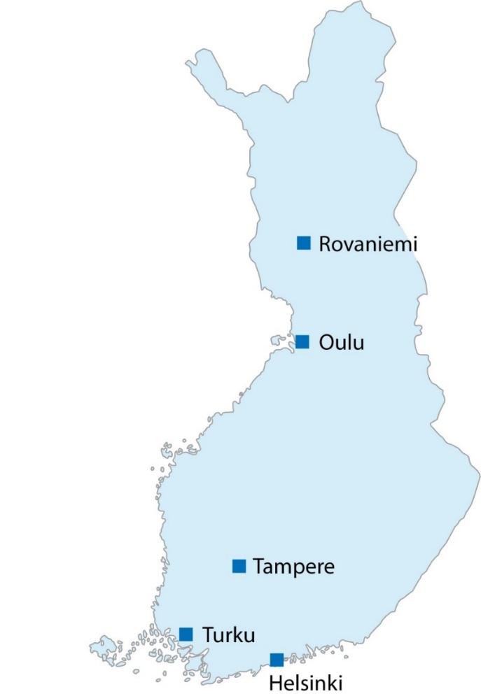 (about 41%), and that of 90 Sr was highest in Tampere (about 74%). The consumption of household water is assumed to be 2 litres per day. Taulukko 7.1. Talousveden 3 H-, 90 Sr- ja 137 Cs -pitoisuudet (Bq/l) Helsingissä, Oulussa, Rovaniemellä, Tampereella ja Turussa vuonna 2020.