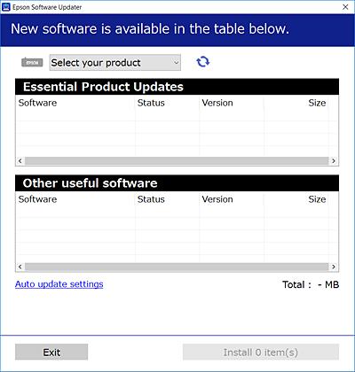 Tulostimen kunnossapito > Sovellusten asentaminen tai asennuksien poistaminen erikseen > Sovellusten asenta 2. Käynnistä EPSON Software Updater. Esimerkkikuva on Windows-järjestelmästä. 3.