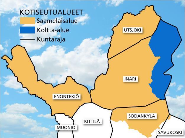 Picture 3. The Sámi homeland (yellow) and the Skolt-area (blue).