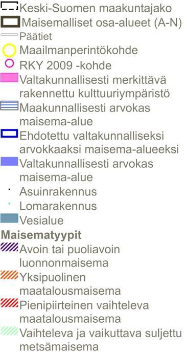 Maisematyypit on paikannettu karttatarkastelun avulla, Yleispiirteinen tarkastelu Tunnistettu