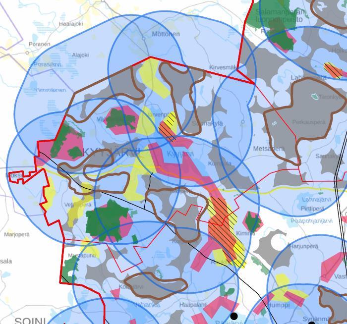 Esimerkki yhteisvaikutukset, luonnosvaiheen tarkastelu Näkemäanalyysin