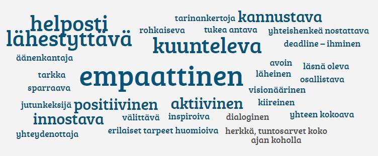 45 5 TUTKIMUSTULOKSET Virtuaalihaastatteluissa informanteilta kysyttiin ensimmäisenä, miten he itse kuvailisivat itseään etäjohtajana.