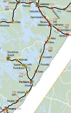 Liite 1a Investointiohjelman 2023-2030 ratahankkeet R9 Imatra-Joensuu matka-aikojen lyhentäminen (hankekori 1B) Tiedot päivitetty 1.2.2022 Karjalan radalla välillä Imatra Joensuu suurin henkilöjunien nopeus on nykytilanteessa pääasiassa 140 km/h.