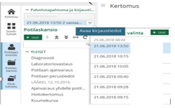 Tarkemmat kirjaustiedot saa näkyviin Kirjaustiedot-dialogilta täällä kirjaajien nimet Näkymät-linkistä pääsee siirtymään kyseiselle lomakkeelle.