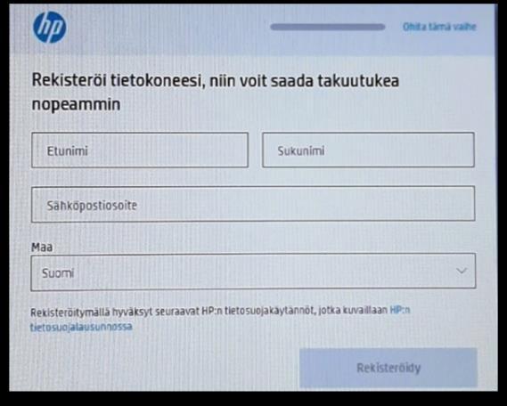 rekisteröintiä vielä uudelleen: EI