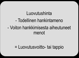 annettu lunastusoikeus ja 4) luovutus valtiolle, maakunnalle, kunnalle tai kuntayhtymälle (TVL 49.1 ). Lähtökohtana luovutusvoiton verotukselle on todellisen nettovoiton verotus.