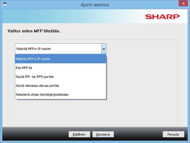 Sisällysluettelo Windows / Valitse asennettava ohjelmisto Tulostinohjaimen/ PC-Faksiohjaimen asennus (yleinen menettely) Muokattu asennus Muokattu asennus -vaihtoehdolla voi määrittää kokoonpanon