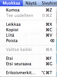 .. -toiminnoilla voidaan määritellä ja tulostaa auki oleva sivu. Muokkaa-välilehden kautta voidaan tehdä nopeita toimintoja.