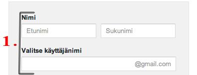 Googlen sähköpostipalvelun etusivulla voi joko luoda uuden tilin Luo tili -painikkeen kautta tai kirjautua palveluun jo olemassa olevilla tunnuksilla.