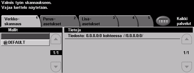 Skannaus Aseta originaalit syöttölaitteeseen sivujärjestyksessä (1,2,..) ensimmäinen sivu TALLENNA SKANNATTU KUVA Verkkoskannaus-näppäin Valitse Kaikki palvelut- tai Verkkoskannausnäppäin.