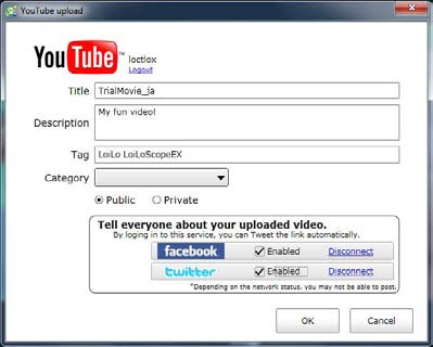 6. Tuotos videoita ja kuvia! Siirrä Anna videon tiedot Kun olet yhteydessä YouTube-tilin, näyttöön tulee tietoja video näkyy. Voit kirjoittaa otsikon, kuvauksen, tunnisteen, ja luokka videon.
