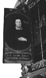 206 Kuva 66. Simon Vacceniuksen muotokuva epitafikaapin ovessa, yksityiskohta epitafikaapista, Lars Myra (?), 1709. Maalaus puulle. Maskun kirkko. Kuva: Tuija Tuhkanen. Kuva 67.