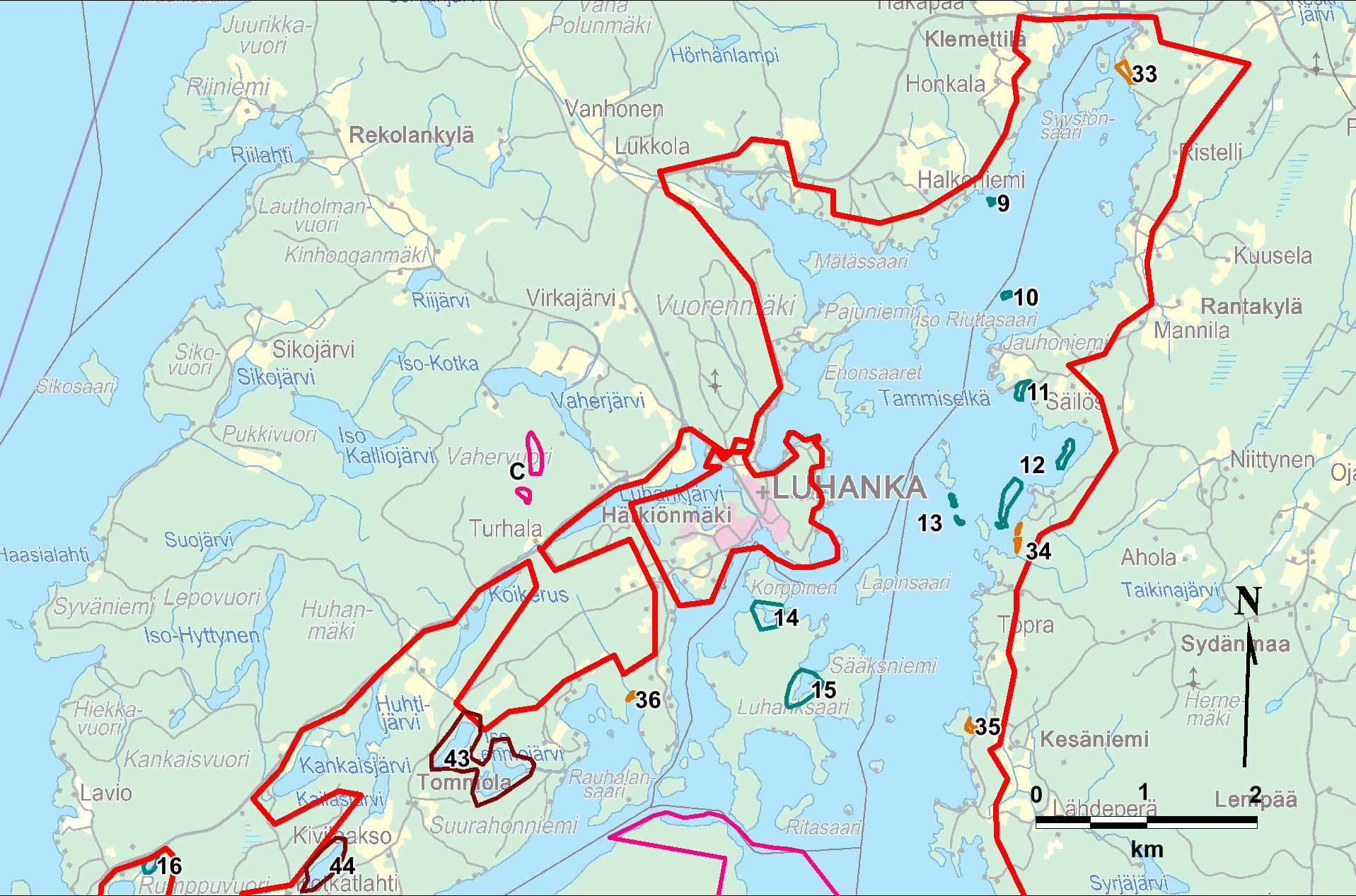 LIITE 1(c). Selvitysalueen pohjoisosa.