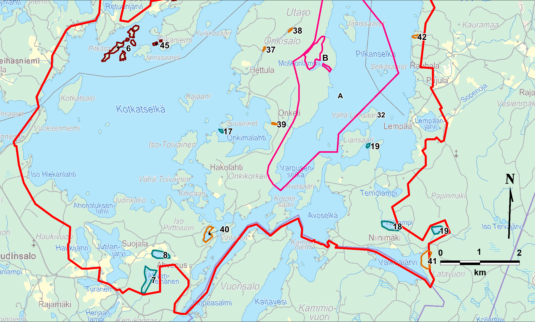 LIITE 1(d). Selvitysalueen eteläosa.