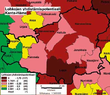 Kuvassa vihreä väri osoittaa hyvää, keltainen kohtalaista, ja punainen (mitä vaaleampi, sitä parempi) huonohkoa tilannetta.