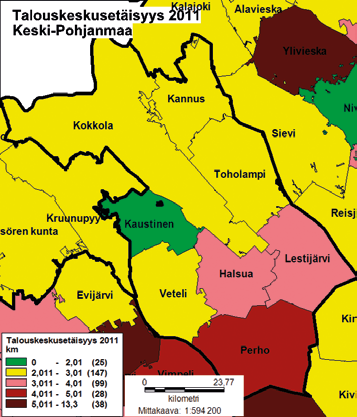 suurempi) kasvattamiseen maakunnan lounaisosissa. Kuva 21: Tilusjärjestelytarve Keski-Pohjanmaalla.