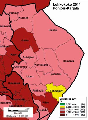 48 Kuva 33: Tilusjärjestelytarve Pohjois-Karjalassa.