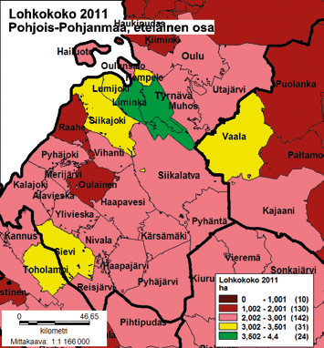 50 Kuva 35: Tilusjärjestelytarve Pohjois-Pohjanmaalla (eteläinen osa).