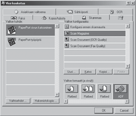 Jos olet asentanut Paper Port -ohjelman, asiakirja skannataan ja lähetetään Paper Port -ohjelmalle tehtaalla tehtyjen asetusten mukaan.
