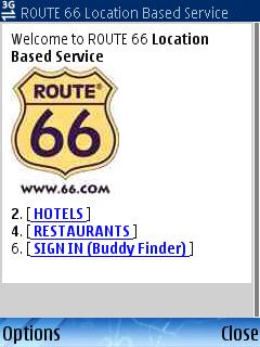 Paikannukseen perustuva palvelu [* S60] Tämä on Route 66:n maksullinen lisäpalvelu.