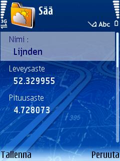 Kaupungin lisääminen (Erityinen kaupunki) [* S60] Anna kaupungin tiedot (nimen, leveysasteen ja pituusasteen) manuaalisesti. Avaa muokkausohjelma. Anna nimi, leveysaste ja pituusaste.