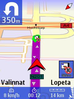 Valitse toinen värisuunnitelma vierittämällä ylös- tai alaspäin. 3D-näkymä Voit muuttaa kartan näyttötapaa helposti. 2D-näkymä näytä kartta ylhäältä tavallisen kartan tapaan.