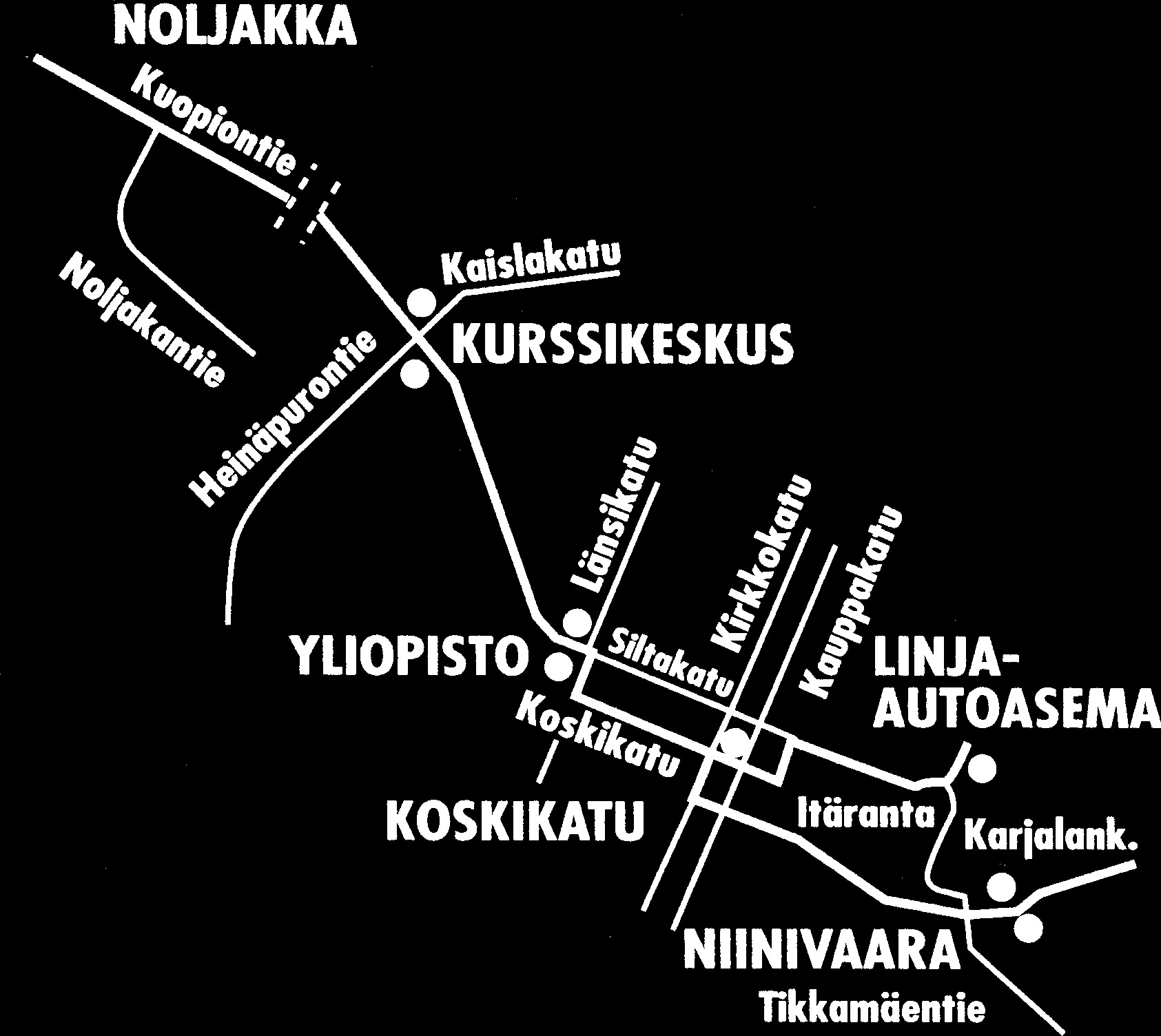 Niinivaara MARJALA Lintuaidantie AIKUISOPISTO KAUPPATORI KAUPPAHALLI Tikkamäentie JYVÄSKYLÄ Mikkelin ja