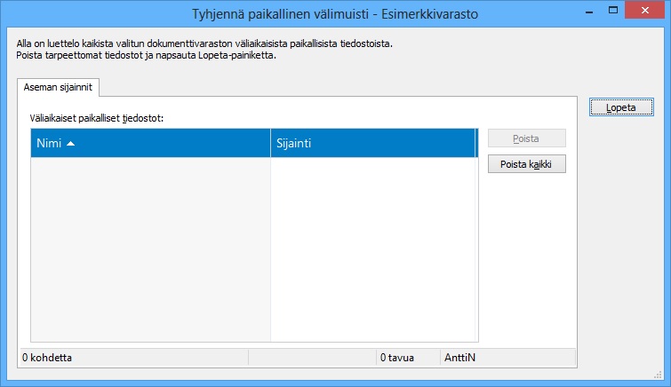 5 Perustoimintojen tarkempi esittely Vaihda kieli Voit vaihtaa sekä sekä ohjelmiston kielen että varaston kielen. Katso lisätietoja kohdasta Ohjelmiston ja varaston kielen valinta (sivu 219).