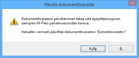 M-Files 10 Irrota Voit irrottaa dokumenttivaraston palvelinyhteydestä, jolloin tieto ei tuhoudu vaan jää talteen tietokoneen kiintolevyasemalle.