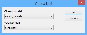8 Yksittäinen dokumenttivarasto Kuva 139: Vaihda kieli -toiminto löytyy Asetukset-valikosta.