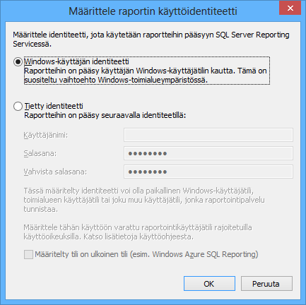 M-Files 10 Raportin käyttöidentiteetti Raportin käyttöidentiteetti tarkoittaa sitä identiteettiä, millä raportteja haetaan ja luetaan raportointipalveluista M-Files-asiakasohjelmistoon.