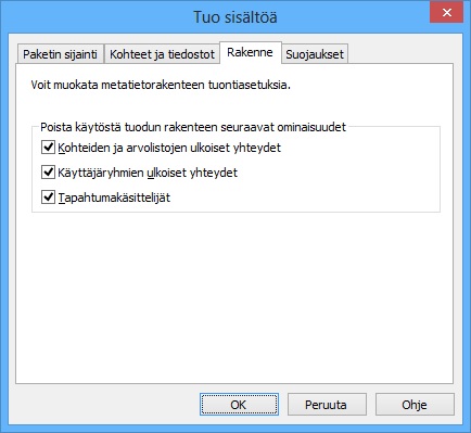 M-Files 10 Kuva 194: Tuo sisältöä -ikkunan Rakenne-välilehti.