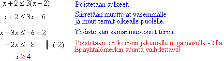 Esimerkki 3. Ratkaistaan epäyhtälö x > 1.