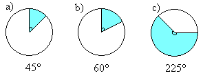 03. Montako prosenttia suuremman kolmion pinta-ala on pienemmän kolmion pinta-alasta? 04. Montako prosenttia tummennetun sektorin pinta-ala on koko ympyrän pinta-alasta?